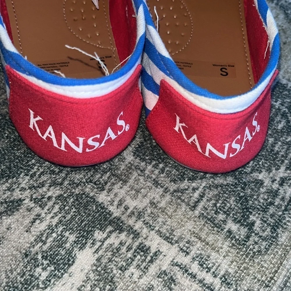 FOCO Kansas Jayhawks Womens Stripe Canvas Shoe size small US 7